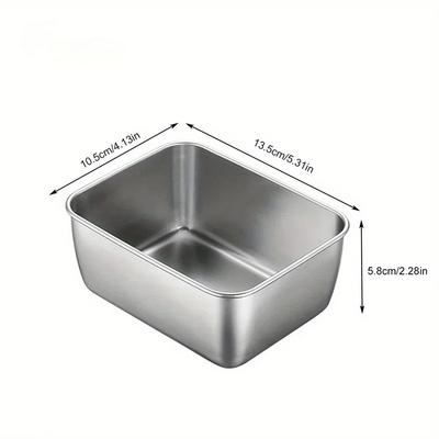 Bandejas Retangulares de Aço Inoxidável para Armazenamento e Servir Alimentos Salsicha Macarrão Frutas com Tampa Organizadores para Cozinha Doméstica Recipiente de Alimentos