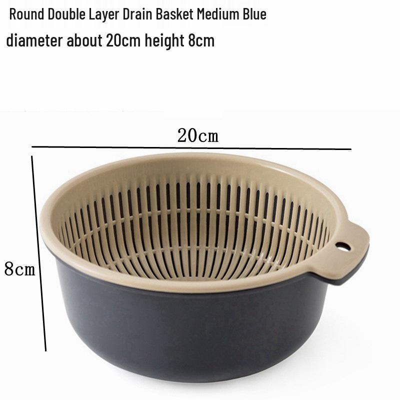 Hui Si Dual-Layer Kitchen Colander and Storage Basket for Fruits and Vegetables