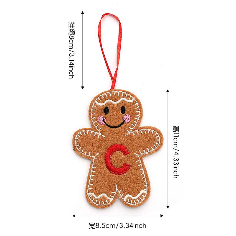 Gingerbread Man Ornaments for Christmas Tree Hanging Decor with Alphabet Letters Festive Holiday Home Decorations Gift