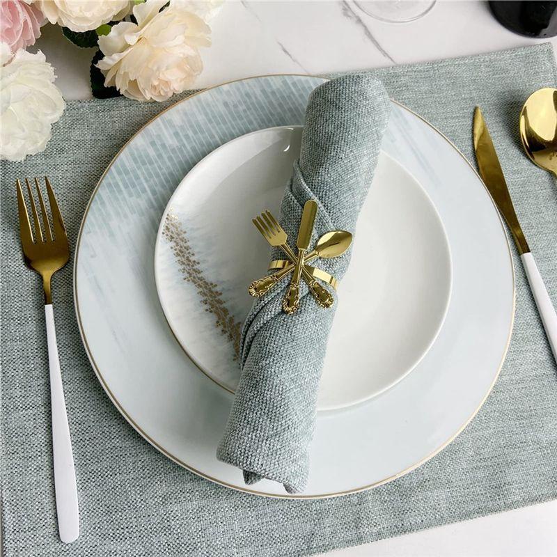 Good-12Pcs Metal Knife And Fork Spoon Napkin Rings Holder For Christmas Party Wedding Used For Daily Table Parties