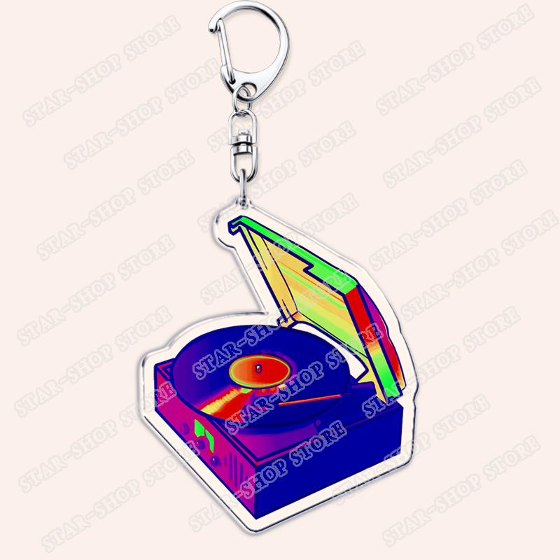 Aesthetic Indie Red Record Music Keychains for Women Accessories Bag Retro Vinyl Label Player Key Chain Fans Gifts Keyrings