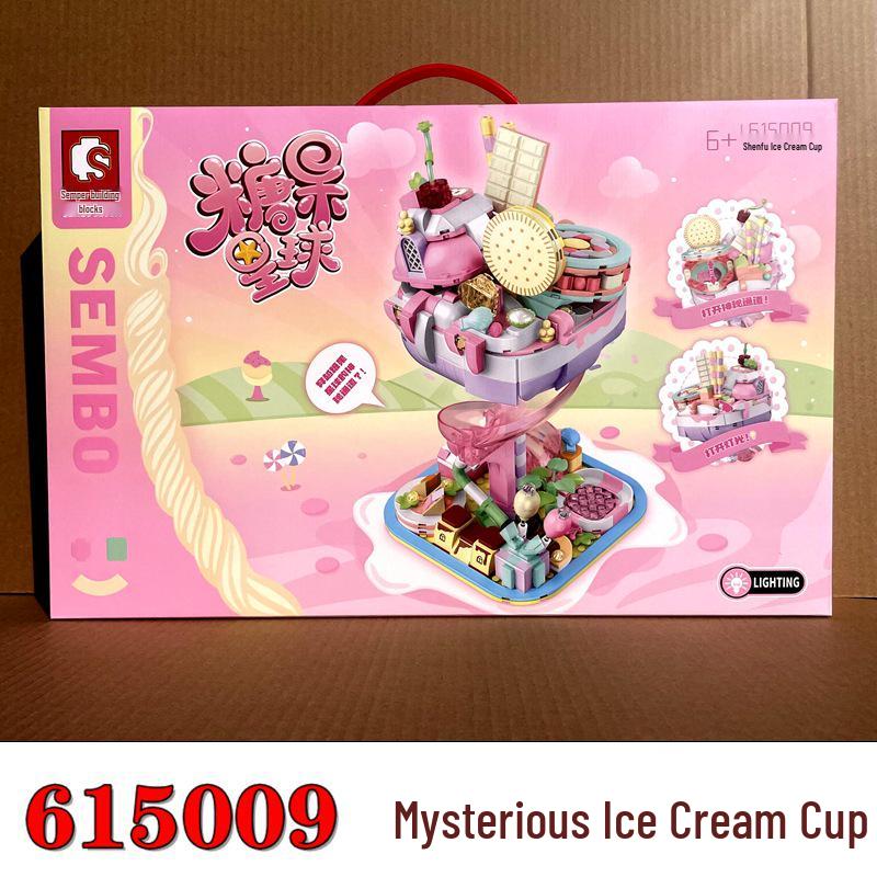 Senbao 615019 Candy Planet Princess Castle Building Set for Girls - Playhouse and Ice Cream Ornament Gift.