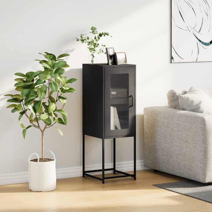 VidaXL Black Buffet 36x39x107 Cm Cold-Rolled Steel, Storage Cabinet, Kitchen Storage Cabinet, Cabinet 853398