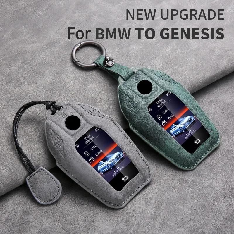 Housse de Protection en Cuir pour Clé Intelligente de Voiture pour Bmw X3 G01 G31 X5 G05 X4 G02 G30 G32 I8 X7 M5X F20 Housse Coque Fob pour Clé de Voiture BMW