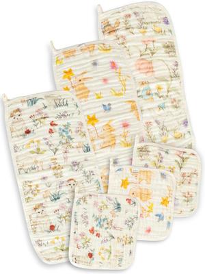 Baby Bath Towel Set of 6, 6-Layer Gauze Face Towels and Mini Towels [All-Over Print Bamboo Fiber Ibul]