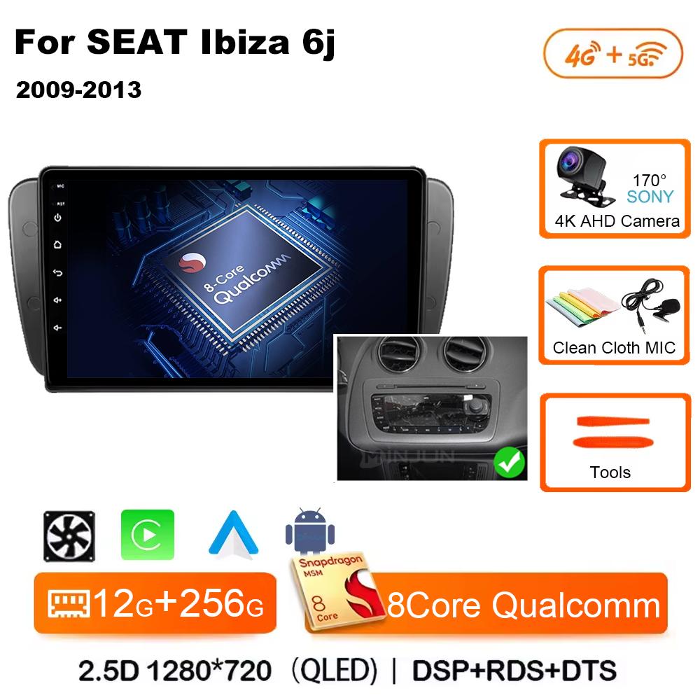 9 Inch Android 14 Qualcom Car Multimedia Player For SEAT Ibiza 6j 2009 2010 2011 2012 2013 Wireless Carplay Android Auto 4G
