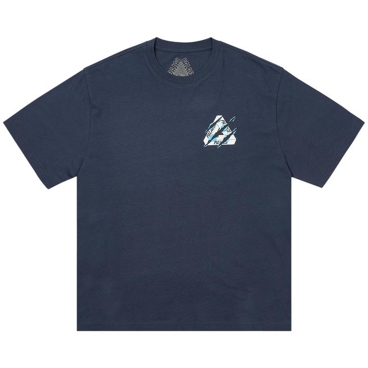 

Palace Рваная футболка Три темно-синяя унисекс топы синяя P28TS054 S