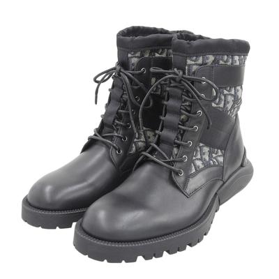 Bocanci scurți impecabili Oblique High Top Combat piele neagră bărbați 41 Folosiți