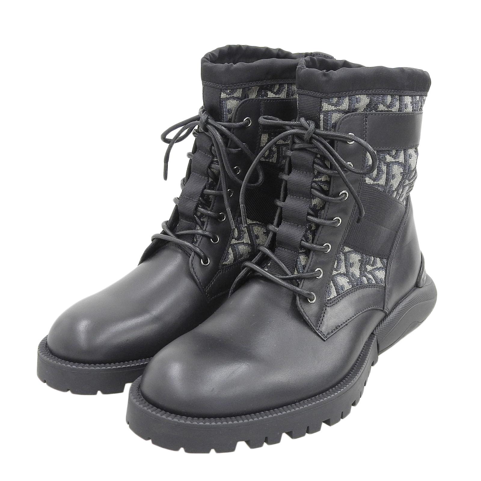 

DIOR short boots Oblique High Top Combat black leather mens 41 Used