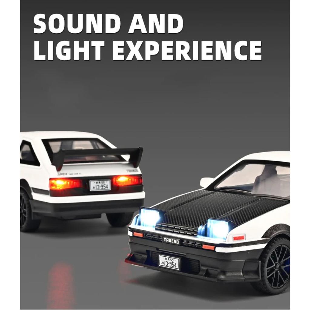 1/32 Auto Drift Version INITIAL D Toyota AE86 Legierung Sportwagen Modell Diecasts Metall Rennwagen Fahrzeuge Modell Sound Licht Kinder Spielzeug Geschenk