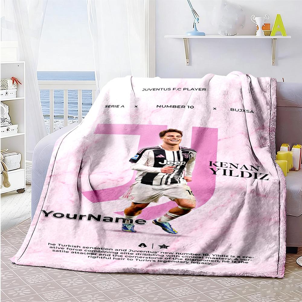 Juventus Customize Text Blanket Cozy Personalized Blanket Ultra-Soft Great for Office Chair Picnics Living Room Home Decor All-Season Use