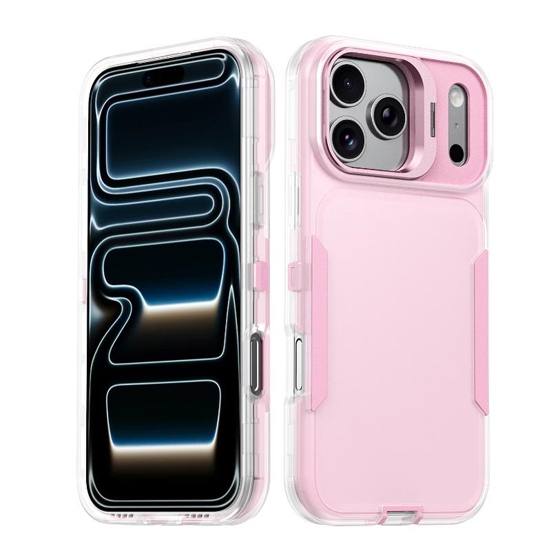 Soft EVA + Hard PC 2-in-1 Metal Lens Holder Armor Phone Case For iPhone 17 Pro Max 15 11 12 13 14 16 Pro Max Bumper Back Cover