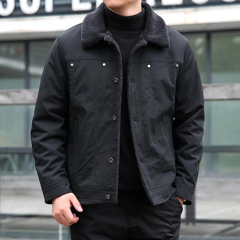 Winter Men's Lamb Wool Jacket Men's Fleece Thickened Men's Thermal Cotton-padded Jacket Lapel Casual Sports Jacket
