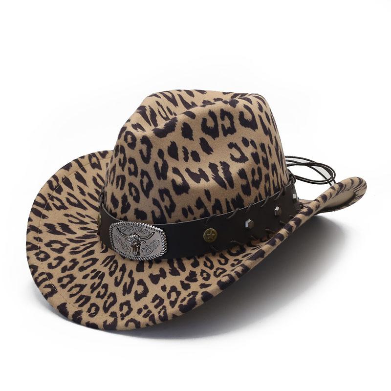 Leopard Print Felt Hat, Unisex, Versatile British Vintage Autumn/winter Wool Jazz Hat, European and American Street Fashion Hat