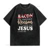Mens Bacon Another Reason I Know Jesus Loves Me Food T Shirt Black X Large Vintage Washed Breathable Soft Versatile Stretched