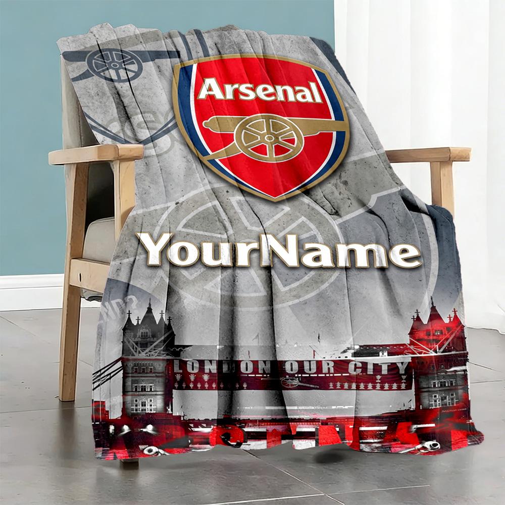 Arsenal Personalized Text Blanket Multi-purpose Personalized Blanket Durable Comfort Throw For Couch Home Decor Office Picnics All-Season Use