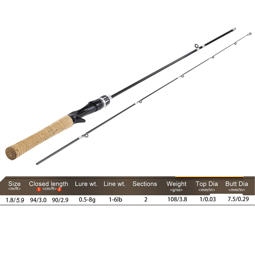 

Спиннинговое удилище 1.68/1.8м Сверхлегкое удилище из углеволокна Удилище для бейткастинга Форель Окунь для рыбалки Песка