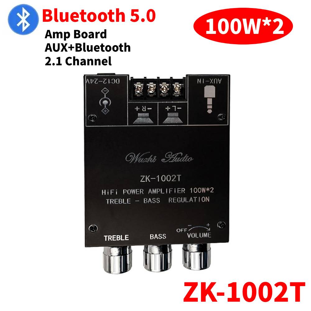 1/2PCS MT21 Subwoofer Amplifier Board Bluetooth 5.0 50WX2+100W 2.1 Channel Power Audio Stereo Amplifier Tone Bass AMP AUX 12V24