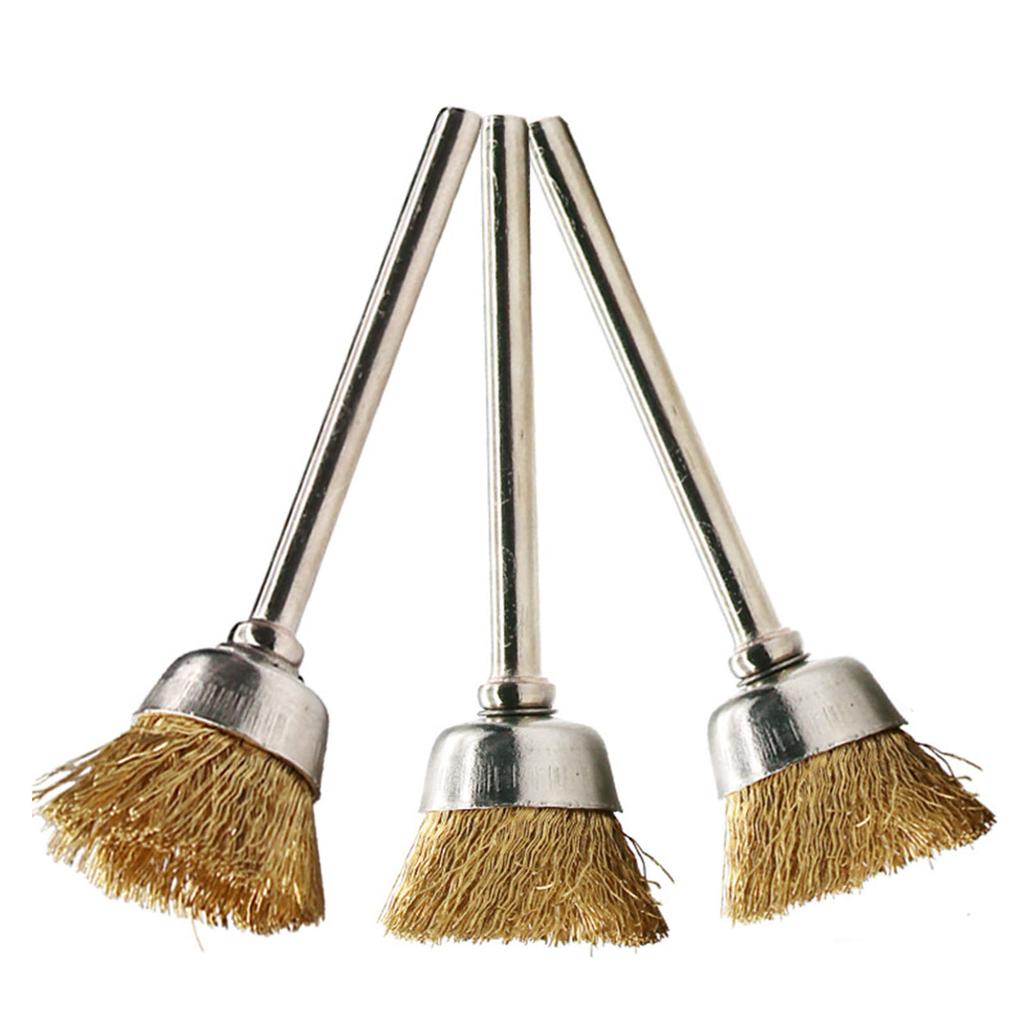 Brass Wire Brushes Set Remove Burrs Rust Dust for Hand Drill, Drill Press 1/8" Shank Durable Drill Bit Cleaning Tools