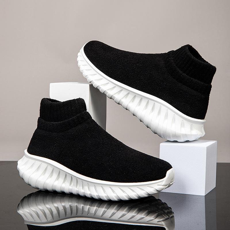 

Large size socks and shoes women s Korean version spring new popular high-top student casual versatile elastic sports short boots 36