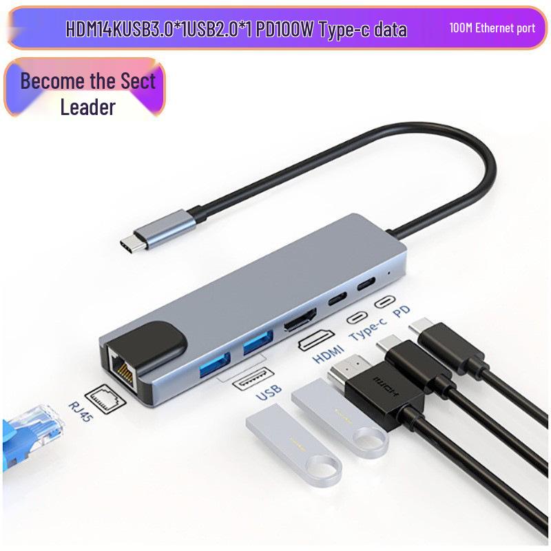8-in-1 Type-C Multi-Port Hub with Ethernet & USB 3.0 Expansion Dock