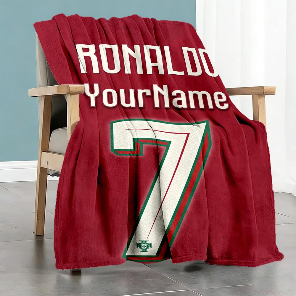 Cristiano Ronaldo 7 Personalized Name Blanket Gift Customizable Blanket Durable Comfort Throw For Livingroom Home Decor Picnics Sofa