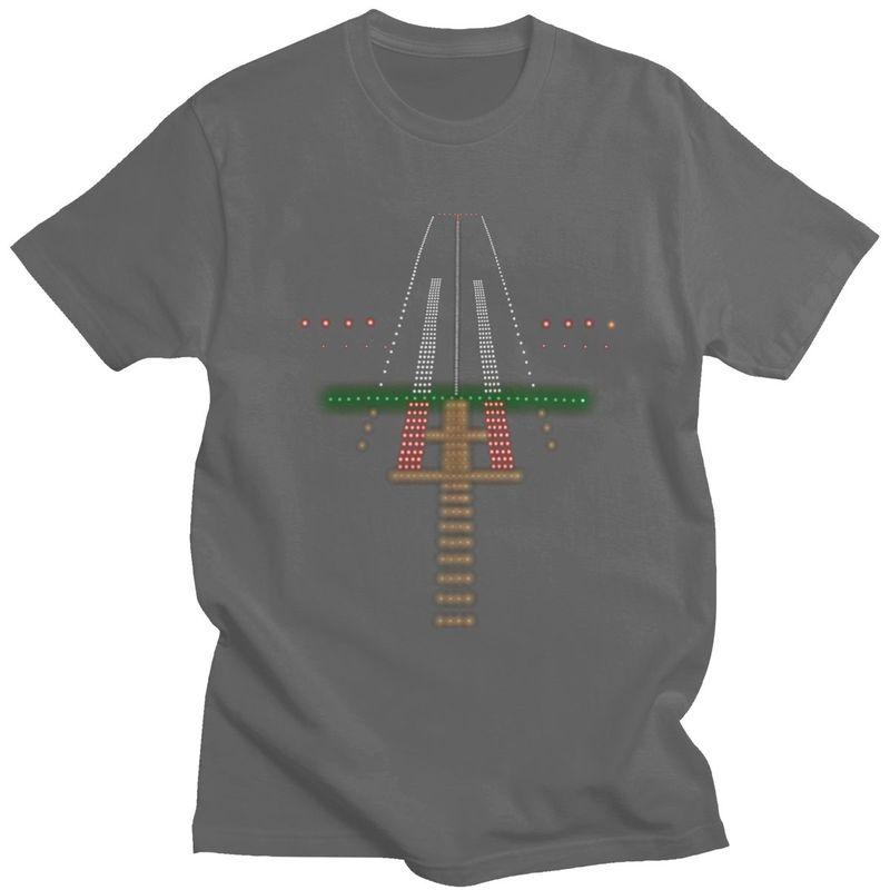 Airport Runway Lights At Night Tshirts for Men Short Sleeve T Shirt Air Traffic Controller Tshirt Slim Fit 100 Cotton Tees