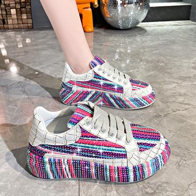 Fashion 2025 Fashion Luxury Sneakers Women's Trendy High Quality Multicolored Crystal Women's Casual Shoes Fashion Shining Women's Shoes