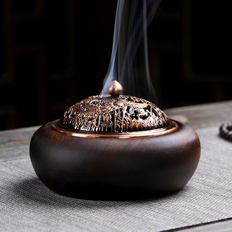 Ebony Large Wooden Sandalwood Incense Burner | Indoor Auspicious Clouds Agarwood Holder | Creative Tea Ceremony Ornament