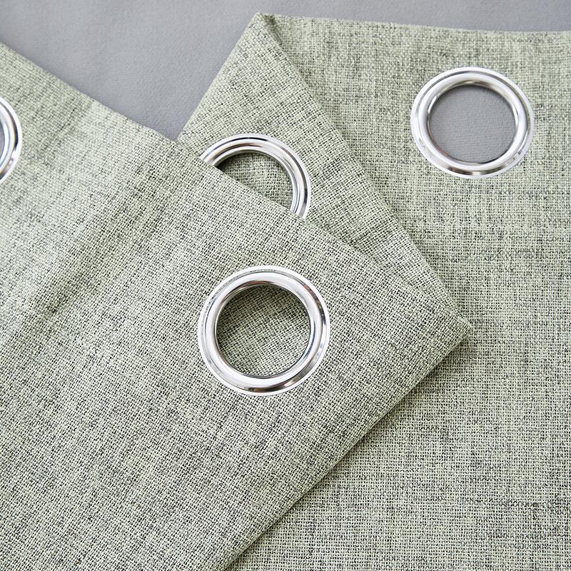 Ruffle Semi-Sheer Curtains, Plain Faux Linen Textured Vintage American Farmhouse Curtain Set for Living Room, Bedroom, Study