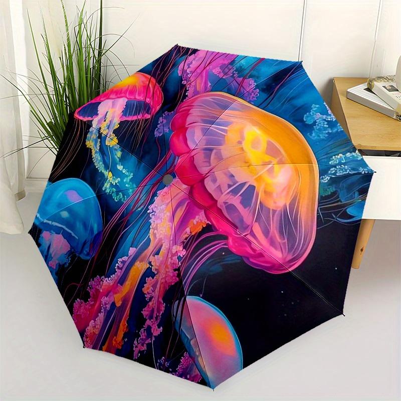 

1pc Colorful Jellyfish Ocean Scene Umbrella with Plastic Handle,Suitable for All Seasons Home Travel Outdoor UmbrellaB1849