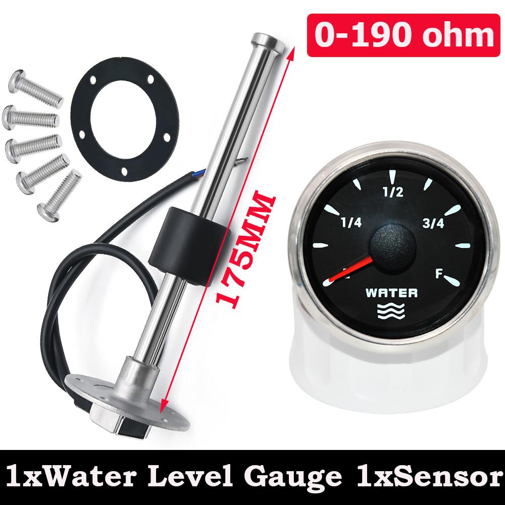 7 Color Backlight 52mm Water Level Gauge + Water Level Sensor 0~190 Ohm Water Level Indicator Meter Fit For Car Boat Marine