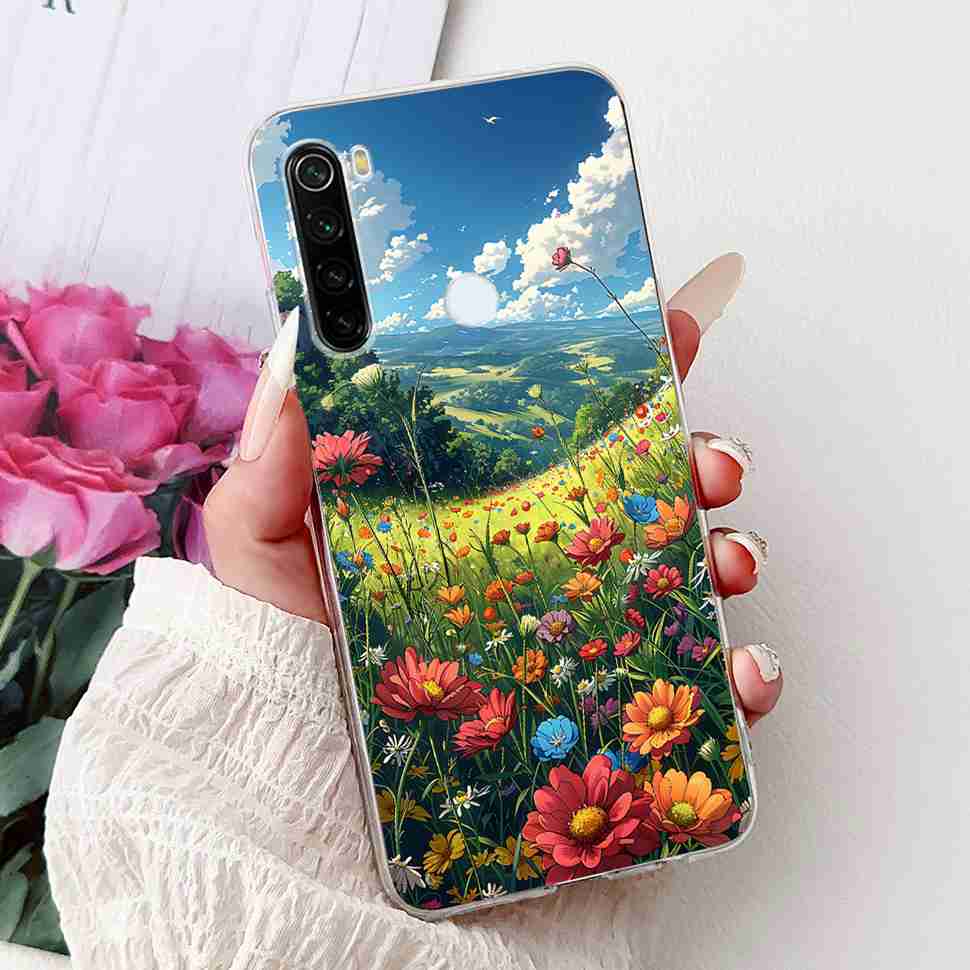 For Xiaomi Redmi Note 8 Case Vintage Dragon Luxury Flower Soft Silicone TPU Cover For Redmi Note8 Note 8T Phone Cases Shockproof