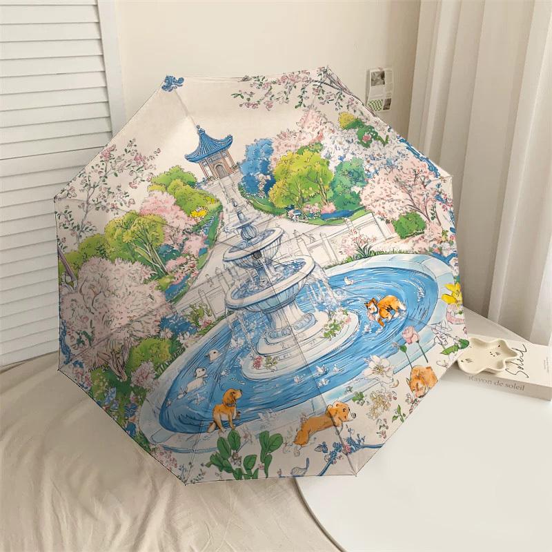

1PC Garden Fountain Umbrella-8-Rib Reinforced Portable Folding Travel Suitable for All Seasons Outdoor Daily Use Is an Ideal Choice -K0347