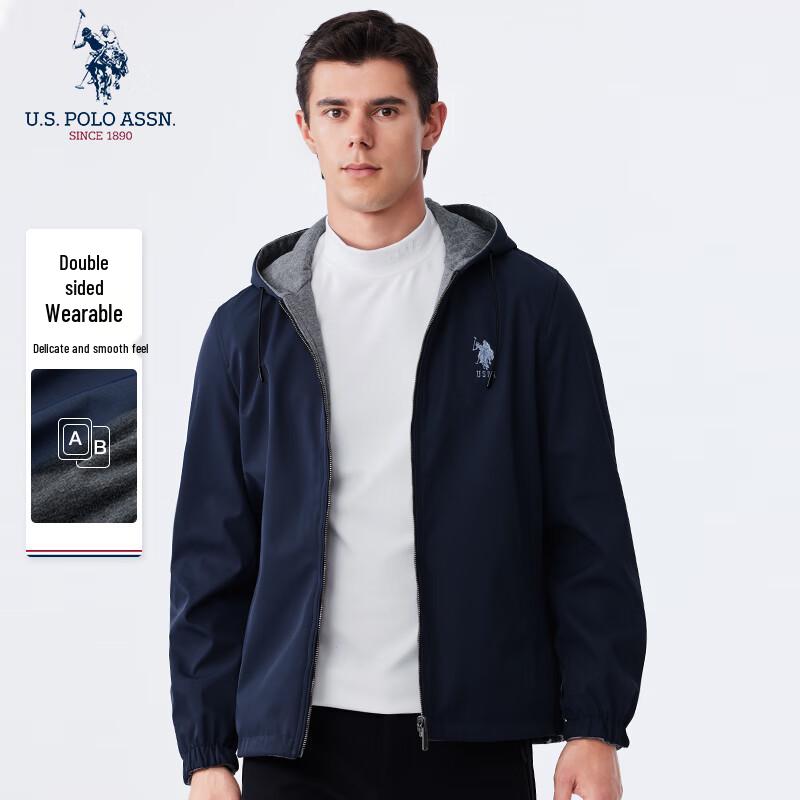 

нас. POLO ASSN. Чоловіча двостороння вітрозахисна куртка в стилі бізнес-кежуал M