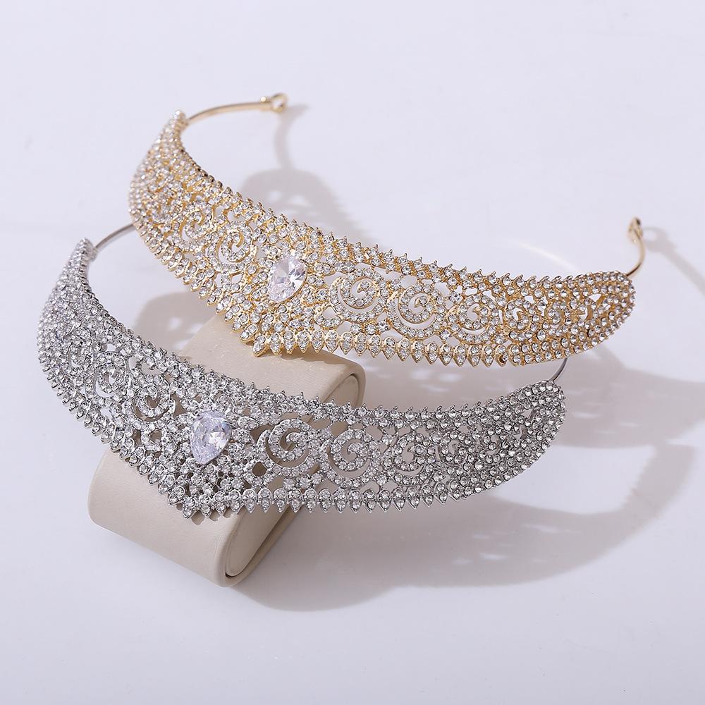 2026 European and American Alloy Bridal Crown, Inlaid with 3A Zircon Princess Crown Full of Diamonds Exquisite Wedding Headgear Accessories