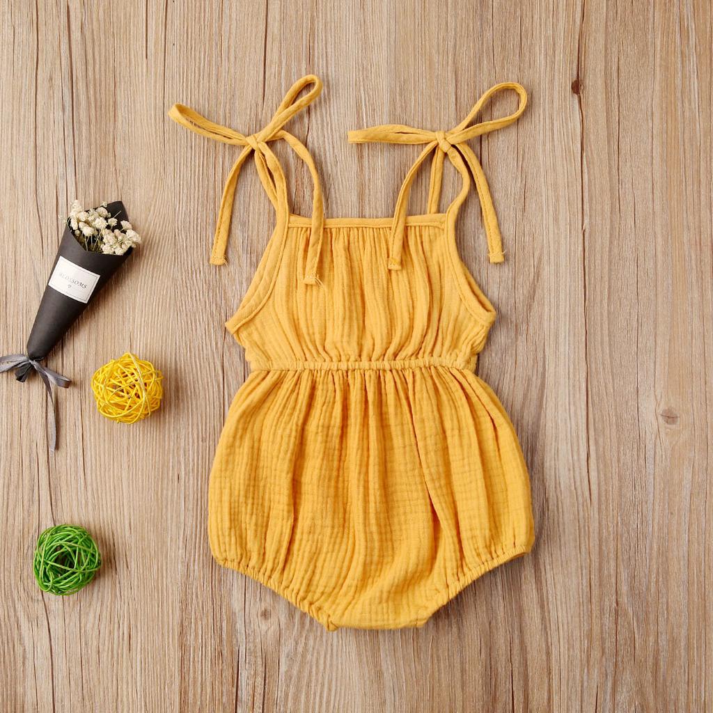 Baby Girls Bodysuit Solid Romper Jumpsuit Outfit Summer Bowknot Newborn Kids Infant Clothes