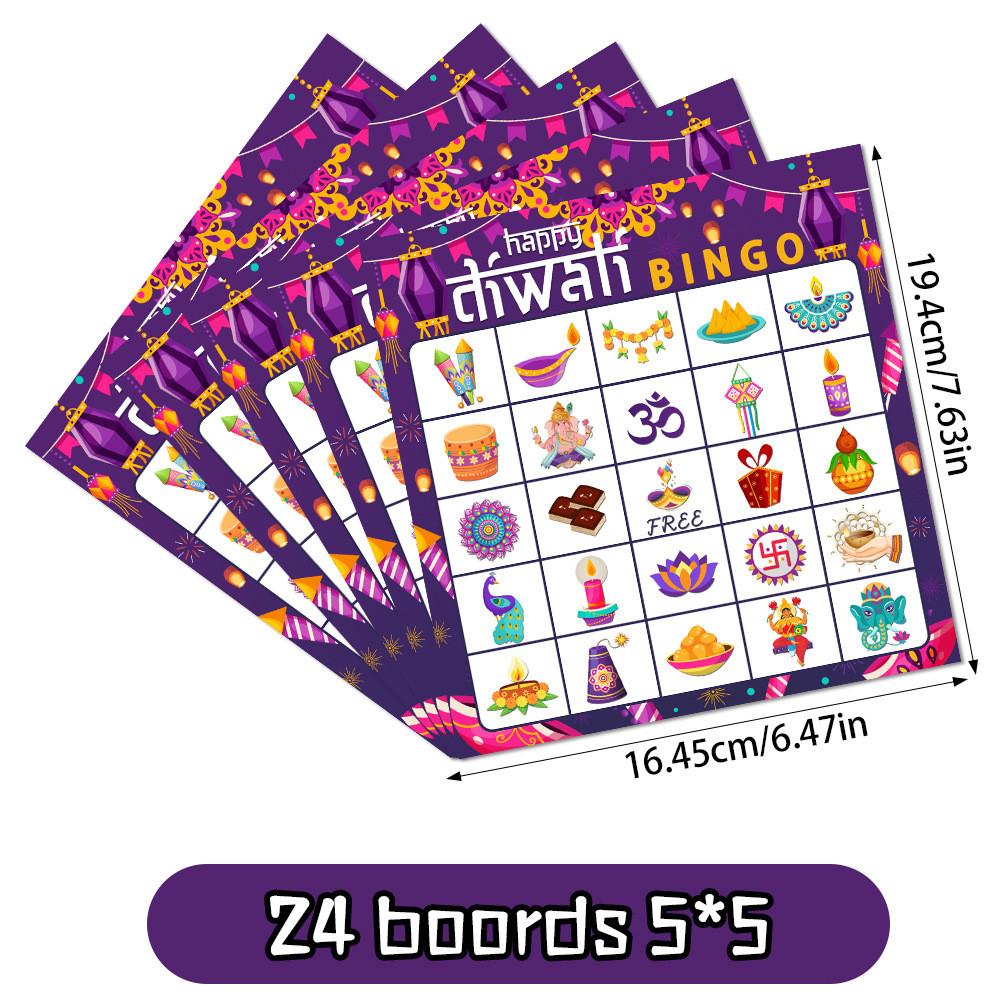 India In Diwali Festival Bingo Card Game Set With Stickers Call Supplies Cards