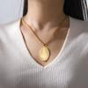 Dawapara Religious Virgin Mary Double Sided Carved Necklace Catholic Mother of God Pendant Stainless Steel Jewelry