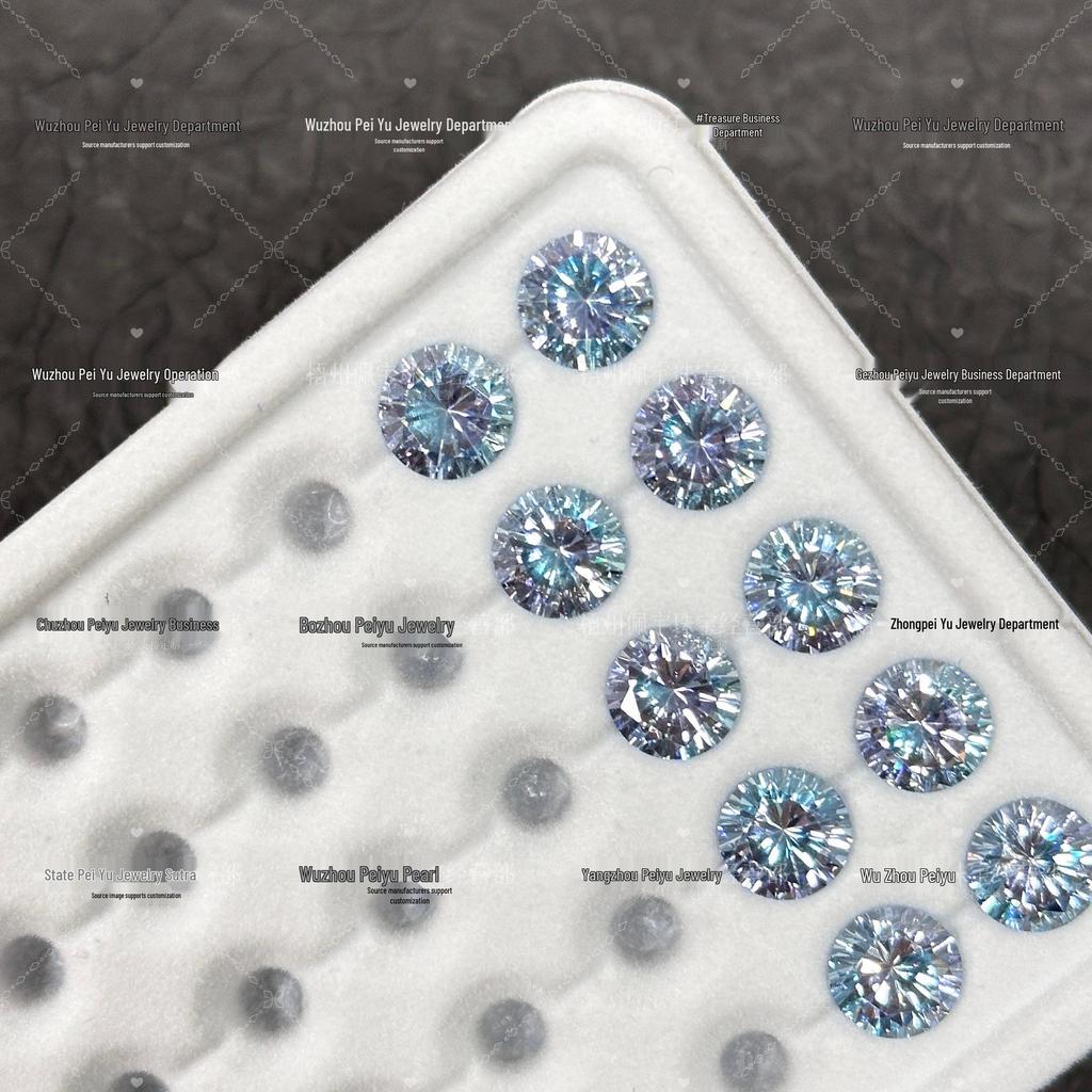 6/8mm Round Gradient Zircon Earrings: Sparkly DIY Nail Art Jewelry with Eight Hearts & Arrows Design