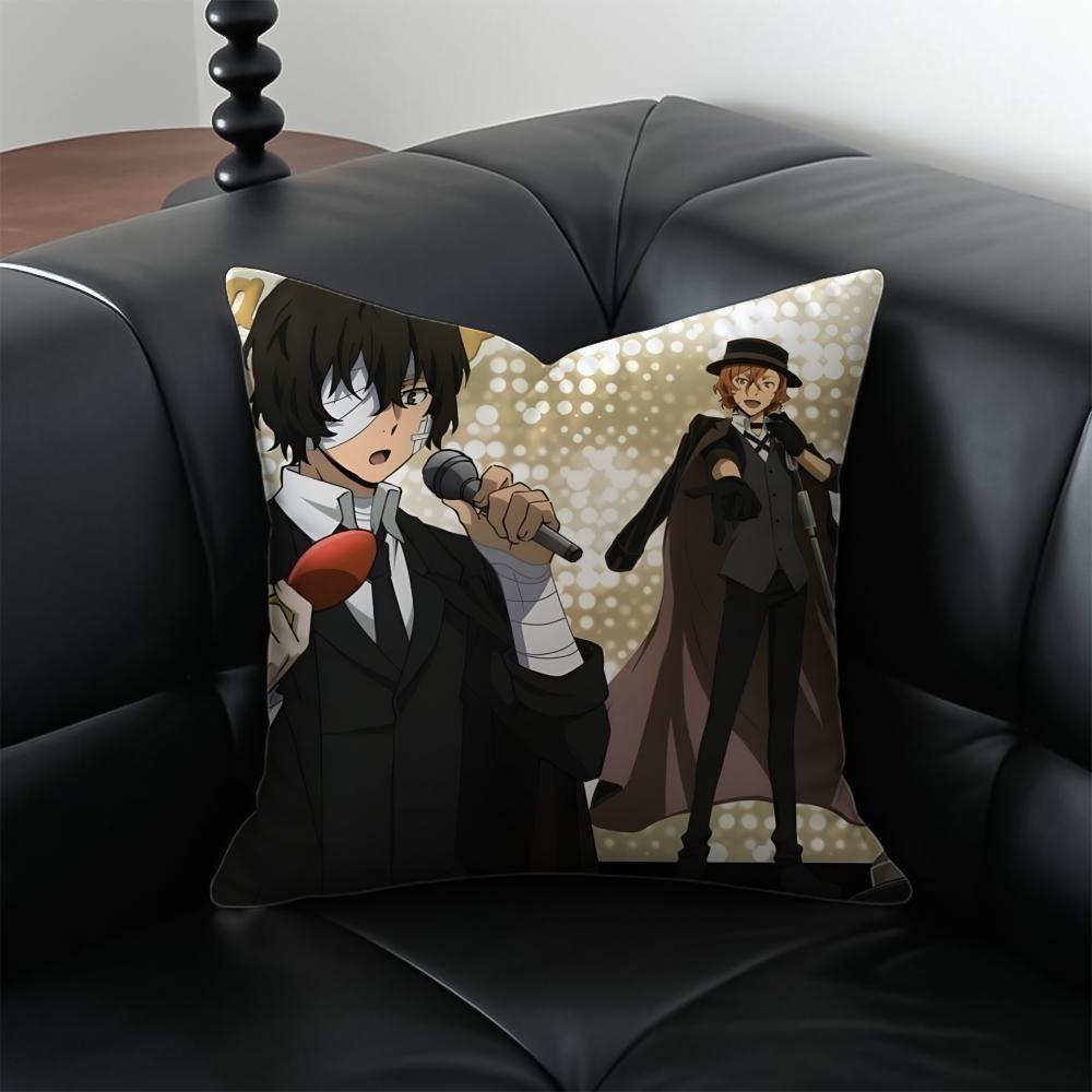 Classic comics BBungo Stray Dogs Cushion Cover Pillow Case Antidustmite Invisible zipper silky plush cushion
