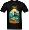 Bottle Summer Time Men T Shirt Novelty Design Vintage Painting Cartoon Ship Ous Sea Whale Print T Shirt