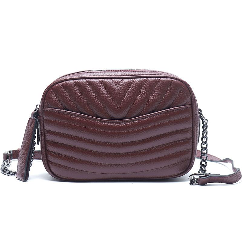 Internet Celebrity Leather Trendy Girl Bag First Layer Cowhide Small Fragrant Diamond Chain Bag Shoulder Messenger Bag