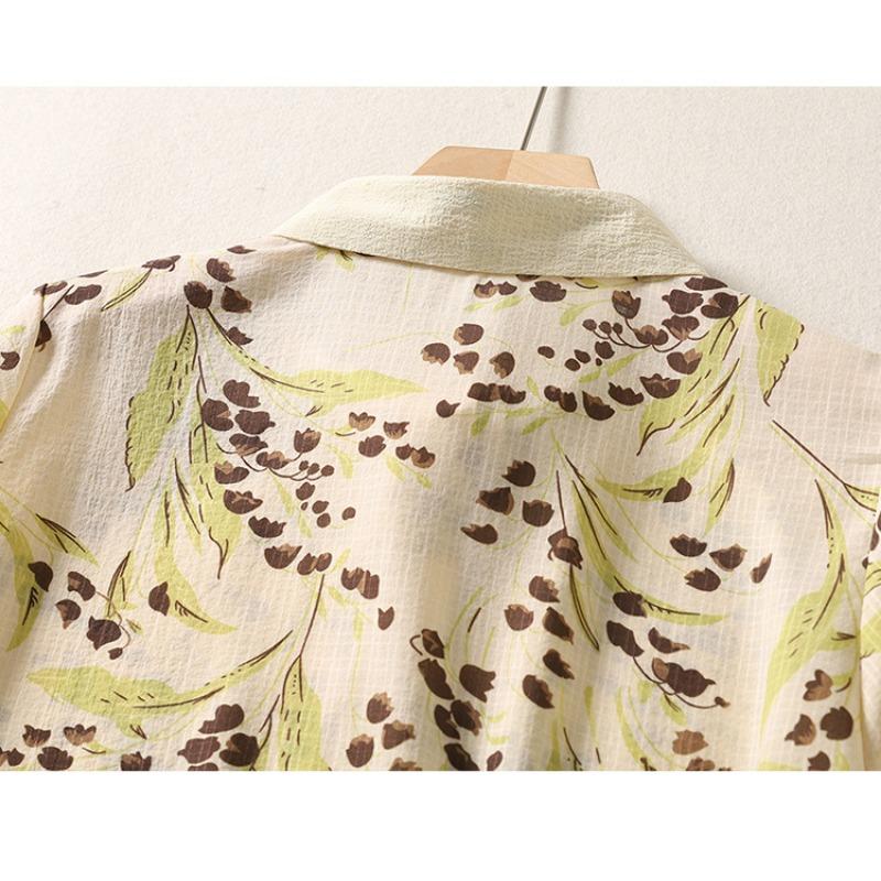Summer Oversized Loose Casual Printed Shirt Versatile Retro Artistic Short Sleeved Shirt Blouses & Shirts