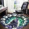 1pc Moon Wolf Office Round Area Rug, Under Office Chairs Bedroom Living Room Home Decor, Room Deco
