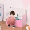 Storage Bench with Backrest in Wood for Children from 3-6 Years, 60x30x50 cm, Pink