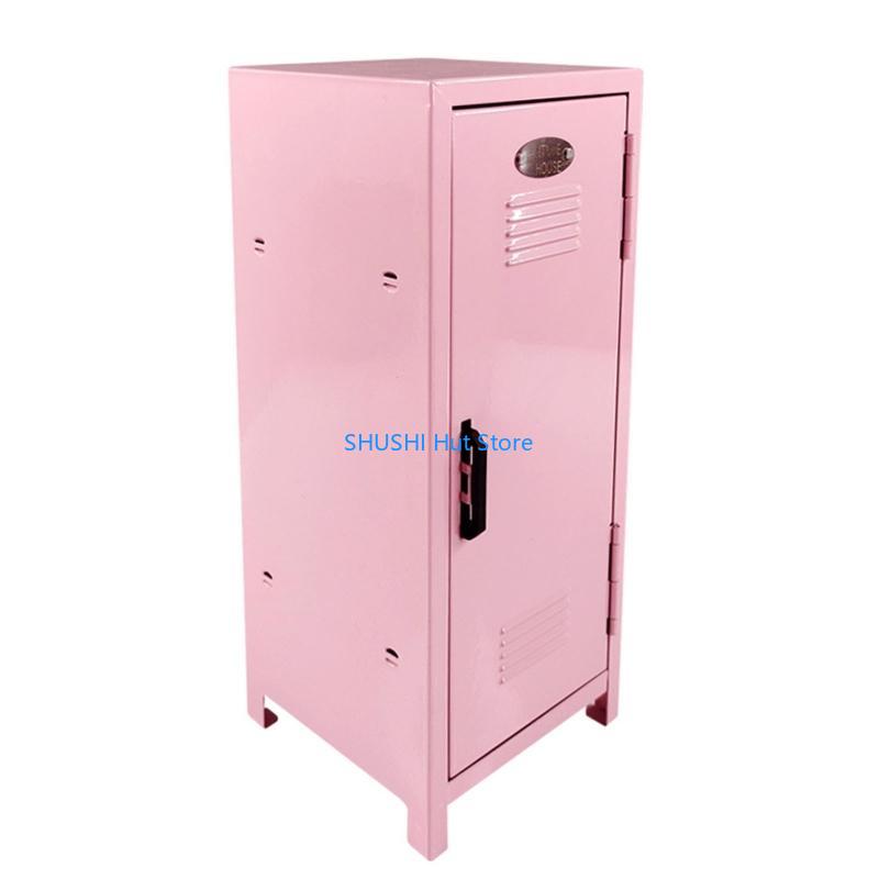 

Wrought Iron Small Makeup Storage Cabinet Cosmetics Girls Storage Box for Makeup Brush Lipstick Cotton Pad D57B рожевий