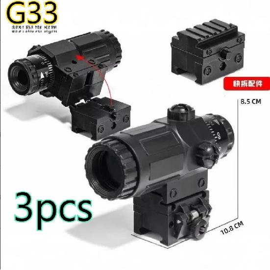 2026 G33/G34 Flip To Side Magnifier Optical Scope Universal 20-22mm Rail Mount Optical Accessory