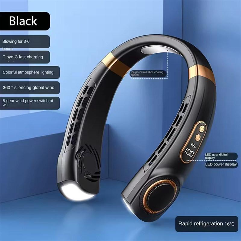 2025 Mini Hanging Neck Fan Portable Bladeless Neck Fan Air Cooler Digital Display Rechargeable Air Conditioner Neck Ventilator