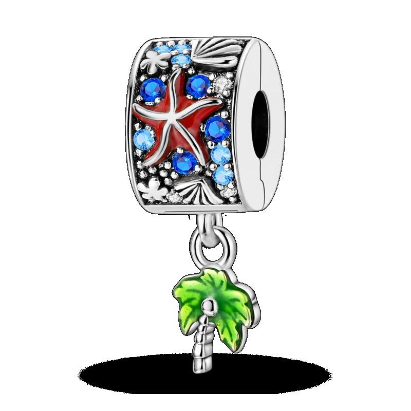 Silver Clasp 925 Silver CZ Pave Clip Charms Daisy Beads Stopper Safety Chain Fit Original Bangle Bracelet Jewelry Clip
